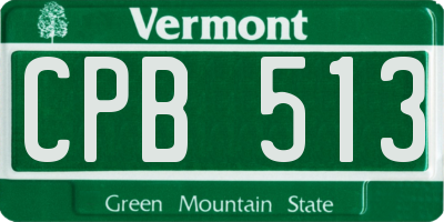 VT license plate CPB513