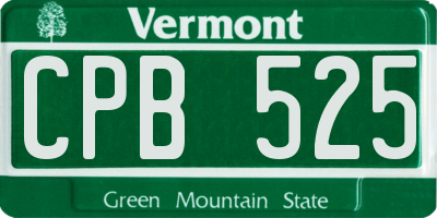 VT license plate CPB525