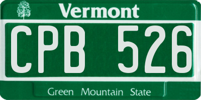 VT license plate CPB526