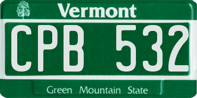 VT license plate CPB532