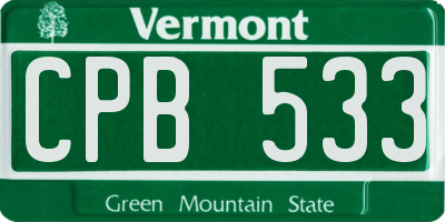 VT license plate CPB533