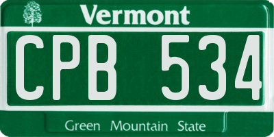 VT license plate CPB534
