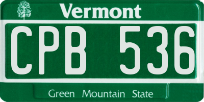 VT license plate CPB536