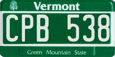 VT license plate CPB538