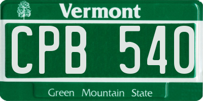 VT license plate CPB540