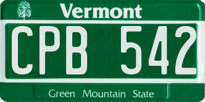 VT license plate CPB542