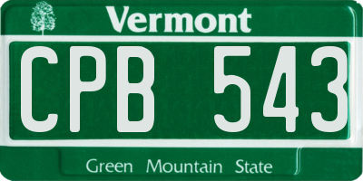 VT license plate CPB543