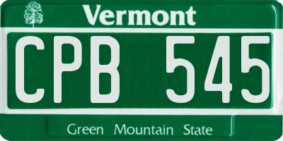 VT license plate CPB545