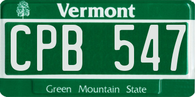 VT license plate CPB547