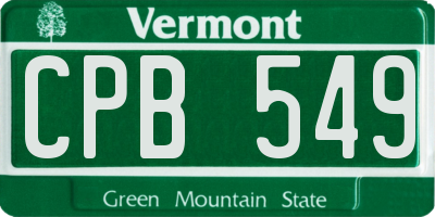 VT license plate CPB549