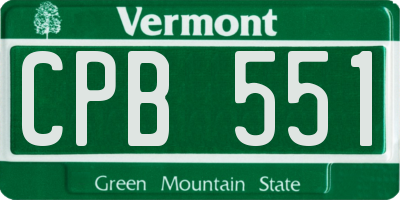 VT license plate CPB551