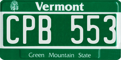 VT license plate CPB553
