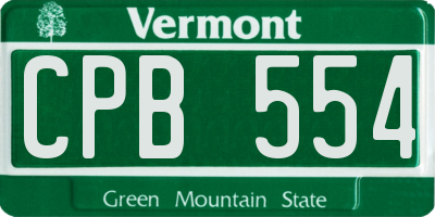 VT license plate CPB554