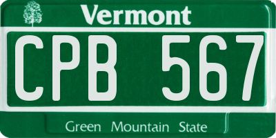 VT license plate CPB567