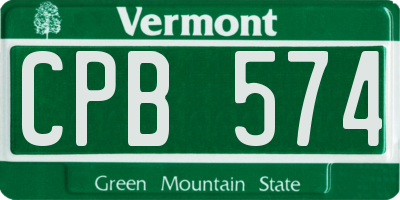 VT license plate CPB574