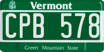 VT license plate CPB578