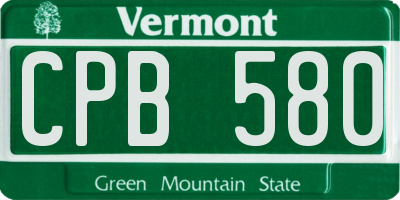 VT license plate CPB580
