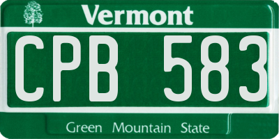VT license plate CPB583
