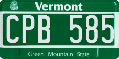 VT license plate CPB585