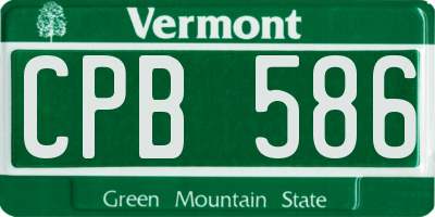 VT license plate CPB586