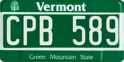 VT license plate CPB589