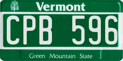 VT license plate CPB596