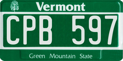 VT license plate CPB597