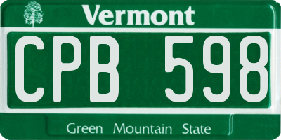 VT license plate CPB598