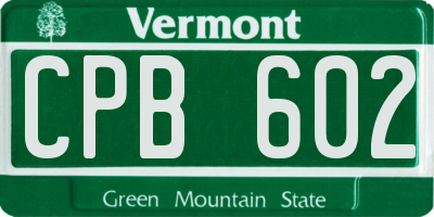 VT license plate CPB602