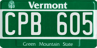 VT license plate CPB605