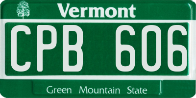 VT license plate CPB606