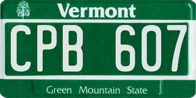 VT license plate CPB607