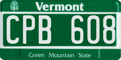 VT license plate CPB608