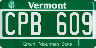VT license plate CPB609