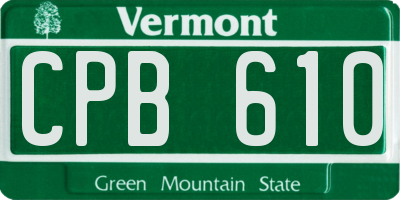 VT license plate CPB610