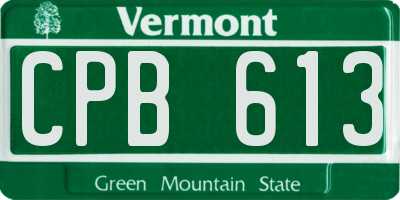 VT license plate CPB613