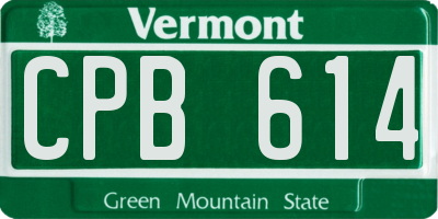 VT license plate CPB614