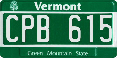 VT license plate CPB615