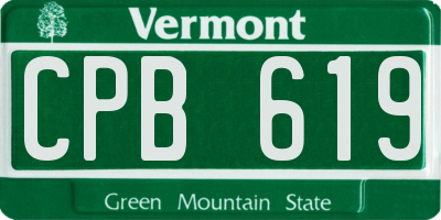 VT license plate CPB619