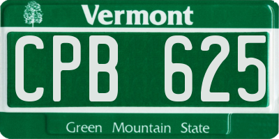 VT license plate CPB625