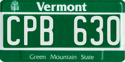 VT license plate CPB630