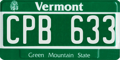 VT license plate CPB633