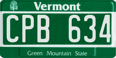 VT license plate CPB634