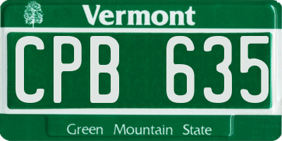 VT license plate CPB635
