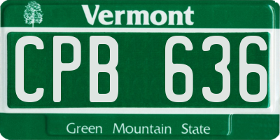 VT license plate CPB636