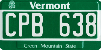 VT license plate CPB638
