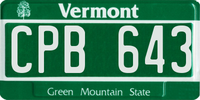 VT license plate CPB643
