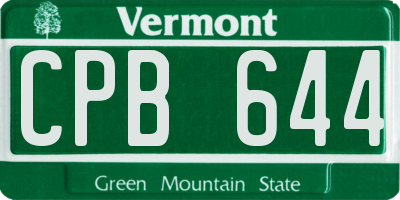 VT license plate CPB644