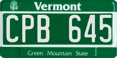 VT license plate CPB645