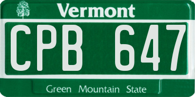 VT license plate CPB647